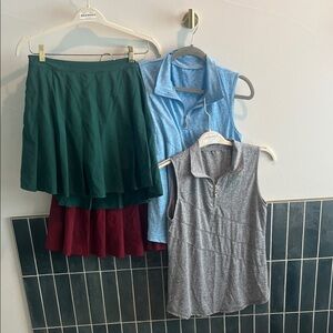 Starter golf set up! 2 pleated skirts and 2 collared tanks